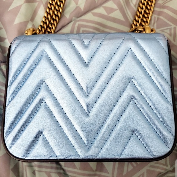Gucci Metallic Light Blue Chevron Tiger Broadway - Picture 3 of 4